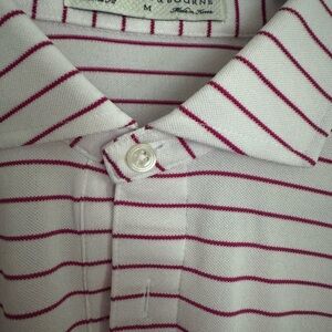 Stylish White and Red Striped Men's Polo Shirt